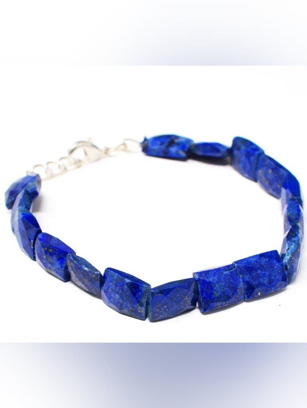 Lapis Lazuli Faceted Rectangle Bead Bracelet - Blue